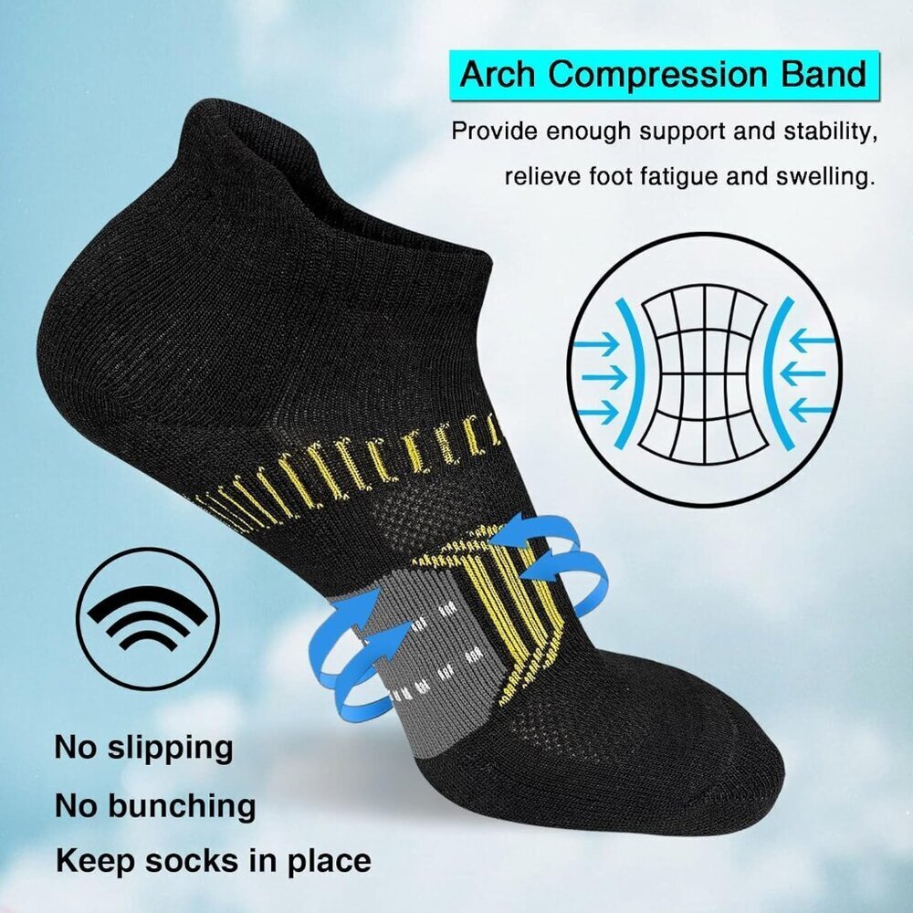 Womens Athletic Cushioned Anti-Blister Comfort Running Ankle Socks 5 Pairs - Picture 5 of 7